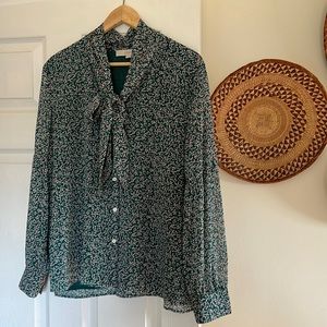 Loft button down floral blouse